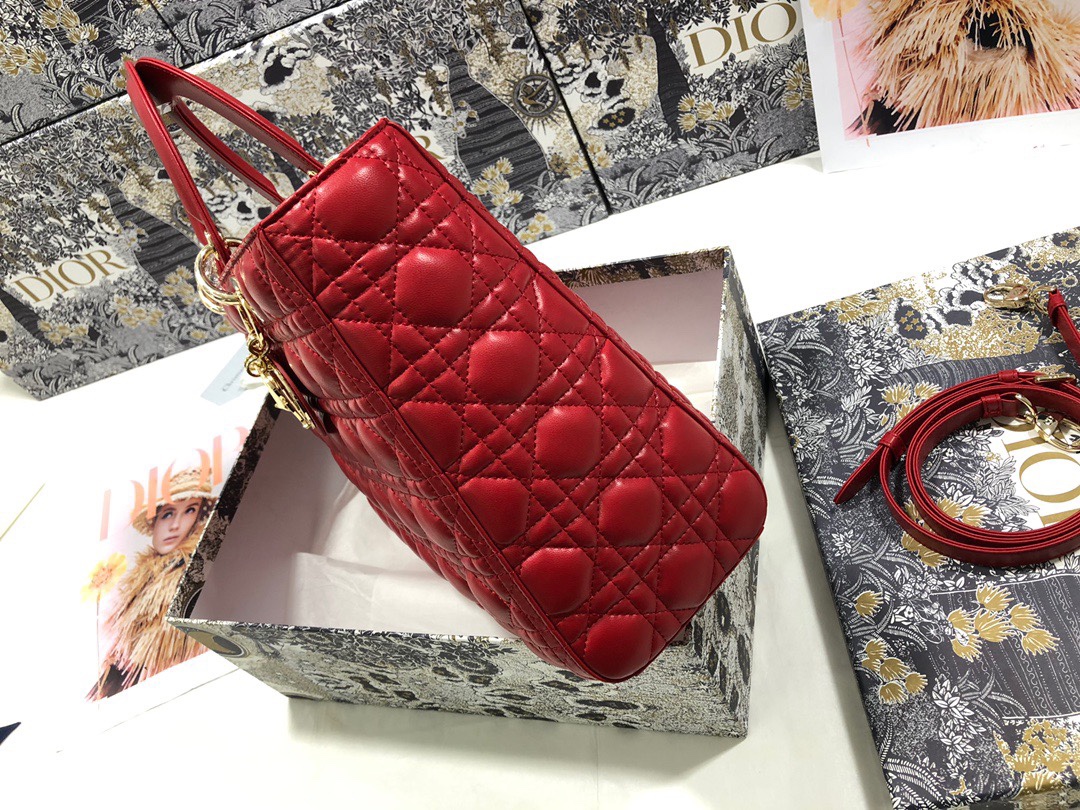 Large Lady Dior Bag Red Cannage Lambskin